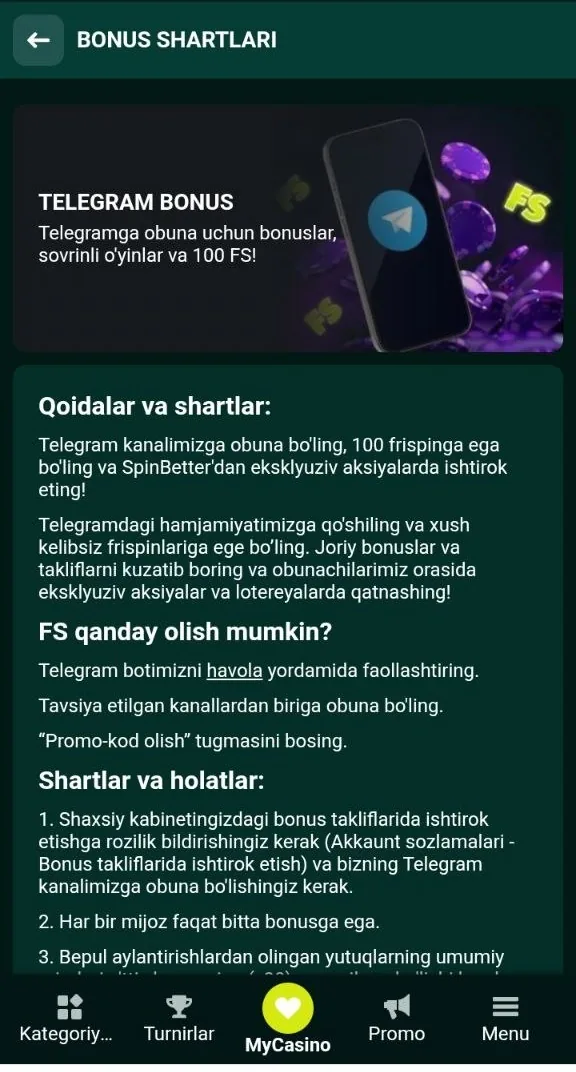 SpinBetter bepul aylanishlari — slotlardagi tekin aylanish ekrani